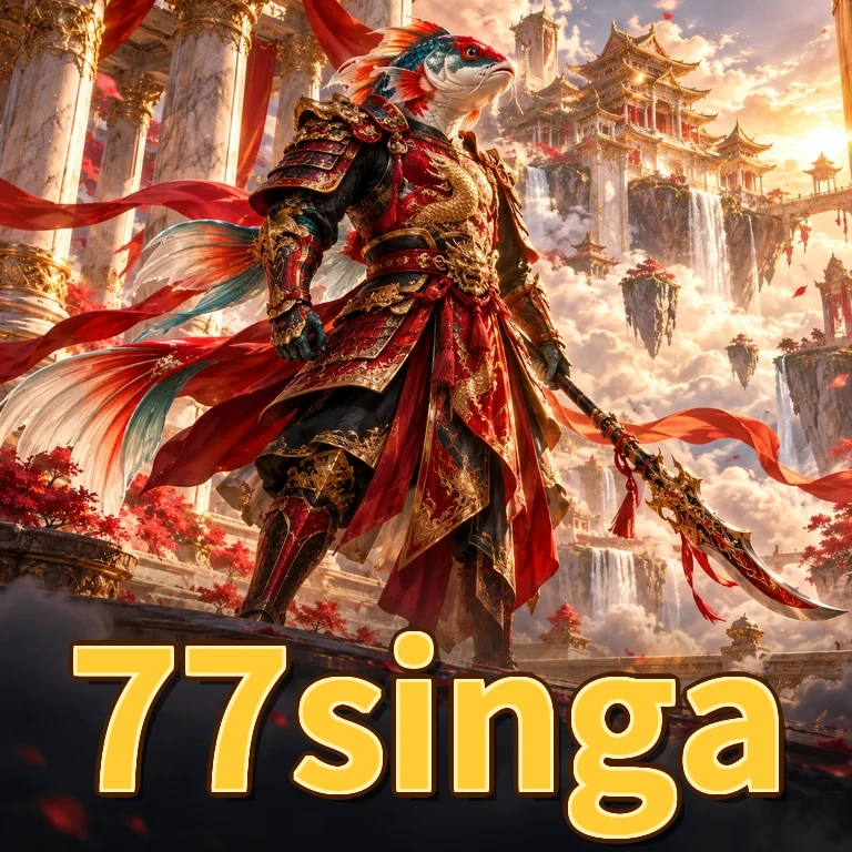 Kartu katalog 77singa menampilkan penjelasan singkat, versi/ukuran acuan paket inti, dan skor